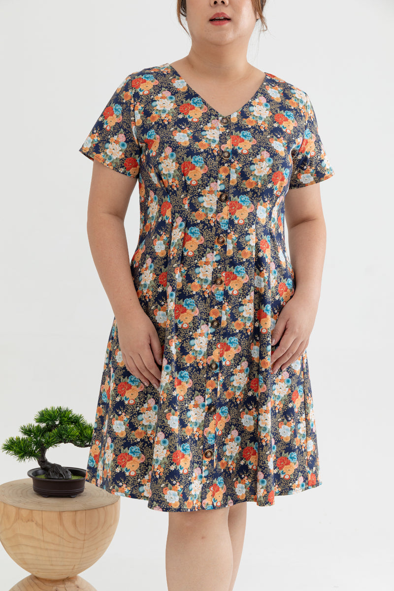 Tortoise Shell Button Dress (Golden Peony) – ELTWINE
