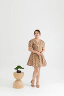 2-way Japanese Prints V-Neck Ribbon Skater Dress (Seigaiha Pattern)