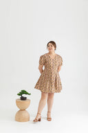 2-way Japanese Prints V-Neck Ribbon Skater Dress (Seigaiha Pattern)