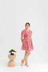 2-way Japanese Prints V-Neck Ribbon Skater Dress (Sakura)