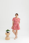 2-way Japanese Prints V-Neck Ribbon Skater Dress (Sakura)