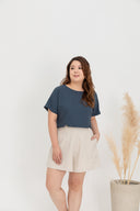 (Co-ord) Casual Stitch Pocket Shorts (Khaki)