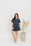 (Co-ord) Casual Stitch Pocket Shorts (Blue)