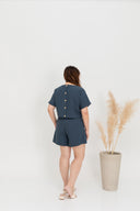 (Co-ord) Casual Stitch Pocket Shorts (Blue)