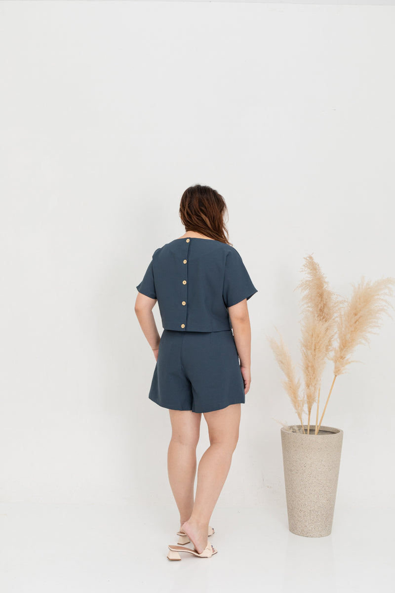 (Co-ord) Casual Stitch Pocket Shorts (Blue)
