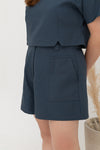 (Co-ord) Casual Stitch Pocket Shorts (Blue)