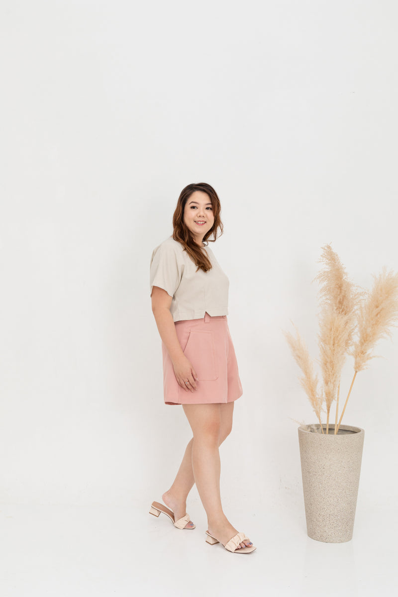 (Co-ord) Casual Stitch Pocket Shorts (Pink)