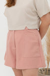 (Co-ord) Casual Stitch Pocket Shorts (Pink)