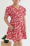 2-way Japanese Prints V-Neck Ribbon Skater Dress (Sakura)