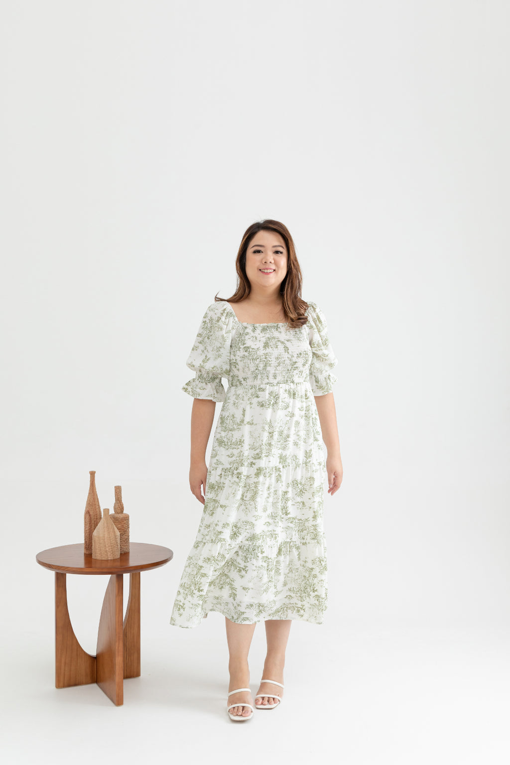 2-way Belle Smocked Midi Dress (Green)