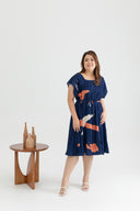 Pleated Dress (édition limitée print - Navy Abstract)