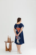 Pleated Dress (édition limitée print - Navy Abstract)