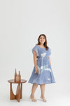 Pleated Dress (édition limitée print - Light Blue Abstract)