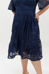 Hikaru Kimono Sleeves Lace Dress (Navy)