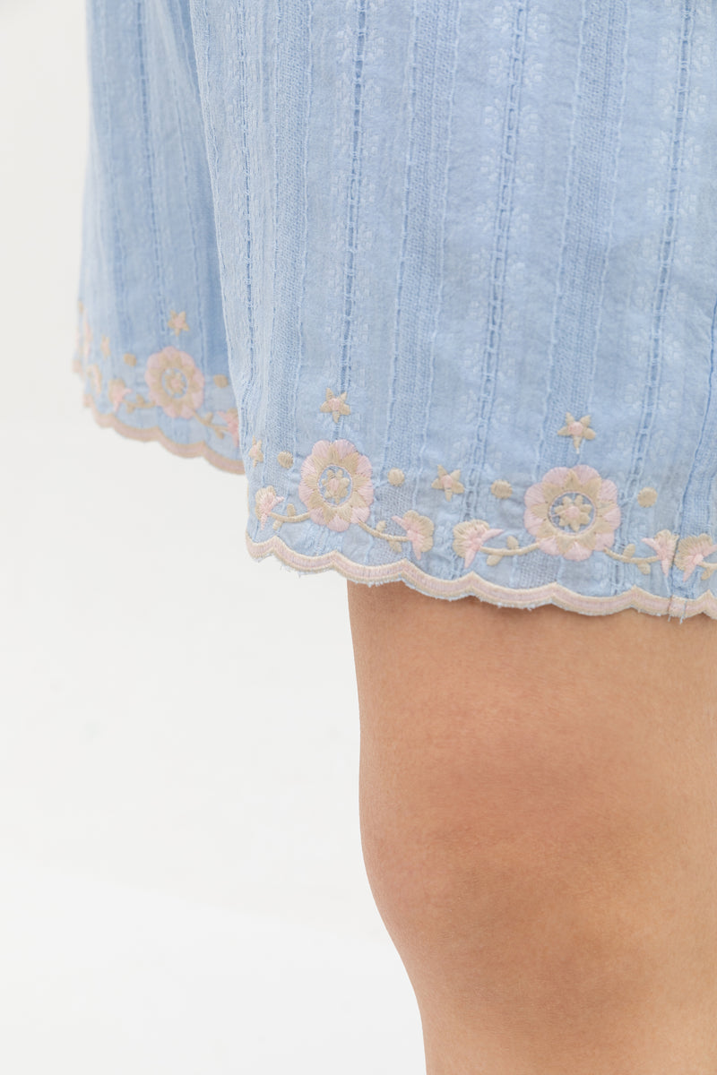 2-way wear - Resort Embriodery Romper (Sky Blue)