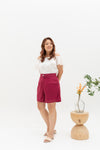 (Co-ord) Tortoise Button Short Berms in Hibiscus Red