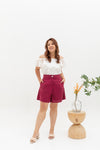 (Co-ord) Tortoise Button Short Berms in Hibiscus Red