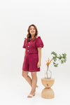(Co-ord) Puff Sleeve in Hibiscus Red - Top only