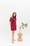 (Co-ord) Puff Sleeve in Hibiscus Red - Top only