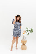 (Co-ord) Puff Sleeve in Navy Prints - Top only