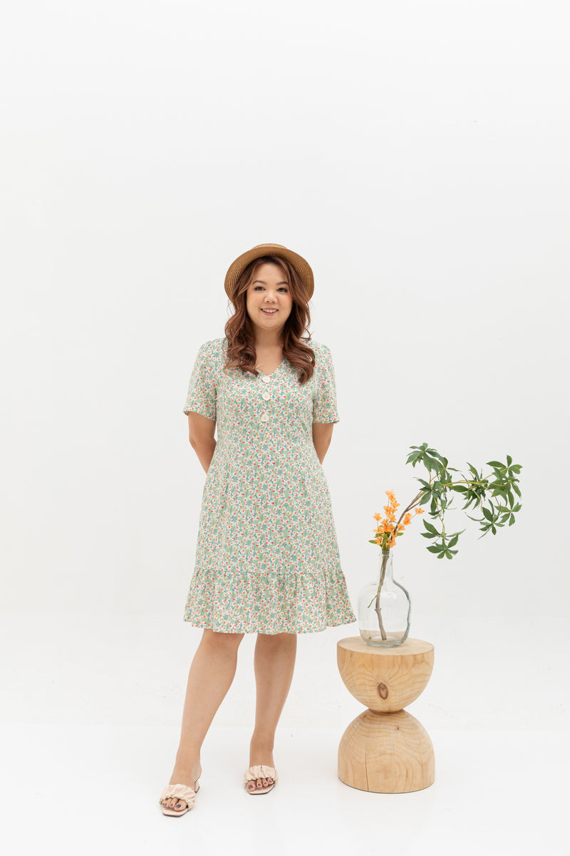 Leilani Ruffles Hem Dress (Spring Green)