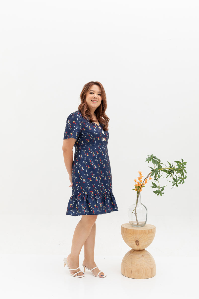 Leilani Ruffles Hem Dress (Navy)