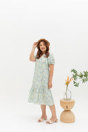 V-Neck Textured Midi Dress (Sage)