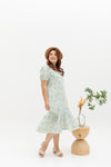 V-Neck Textured Midi Dress (Sage)