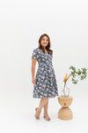Yasmin Skater Dress (Navy Clematis)