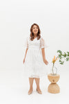 Hikaru Kimono Sleeves Lace Dress (White)