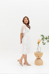 Hikaru Kimono Sleeves Lace Dress (White)