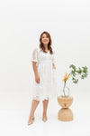 Hikaru Kimono Sleeves Lace Dress (White)
