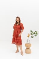Hikaru Kimono Sleeves Lace Dress (Tea Rose)
