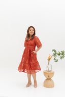 Hikaru Kimono Sleeves Lace Dress (Tea Rose)