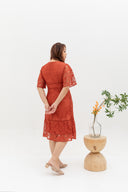 Hikaru Kimono Sleeves Lace Dress (Tea Rose)