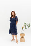 Hikaru Kimono Sleeves Lace Dress (Navy)