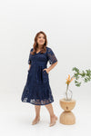 Hikaru Kimono Sleeves Lace Dress (Navy)