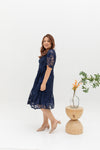 Hikaru Kimono Sleeves Lace Dress (Navy)