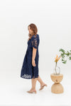 Hikaru Kimono Sleeves Lace Dress (Navy)