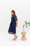 Hikaru Kimono Sleeves Lace Dress (Navy)