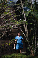 Flutter Sleeves Wrap Dress - (Blue)