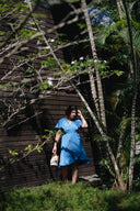 Flutter Sleeves Wrap Dress - (Blue)