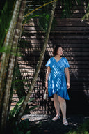 Flutter Sleeves Wrap Dress - (Blue)