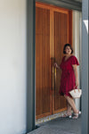 Flutter Sleeves Wrap Dress - (Plum Red)