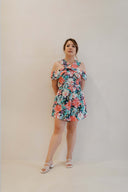 Flutter Halter Romper (Black Florals)