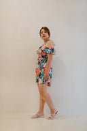 Flutter Halter Romper (Black Florals)