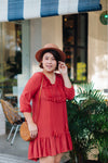 Crochet-Tassels Textured Dress (Burnt Orange)
