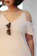 Double-Strap Cold Shoulder Island Dress (White)