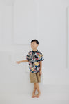 (BOY) Mandarin Collar with Wooden Button Shirt  (édition limitée print - Lunar Rabbit)