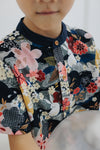 (BOY) Mandarin Collar with Wooden Button Shirt  (édition limitée print - Lunar Rabbit)